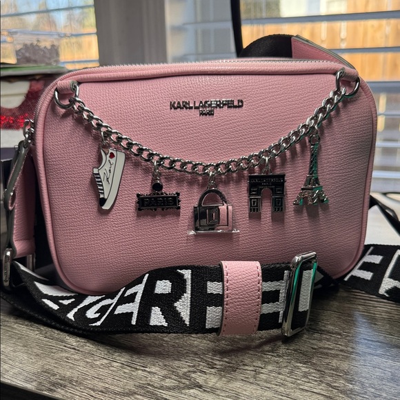 Karl Lagerfeld Handbags - Karl Lagerfeld Light Pink Crossbody Bag with Charms